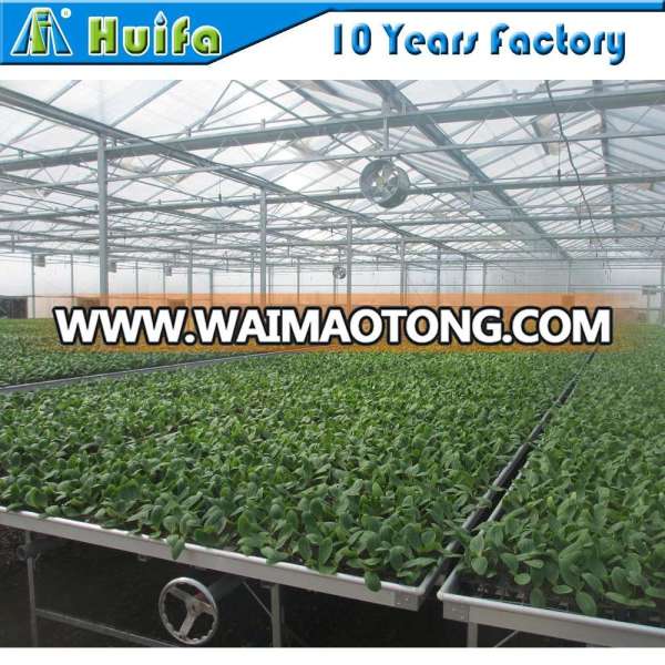 Multi span agricultural Stationary Growing Systems greenhouse